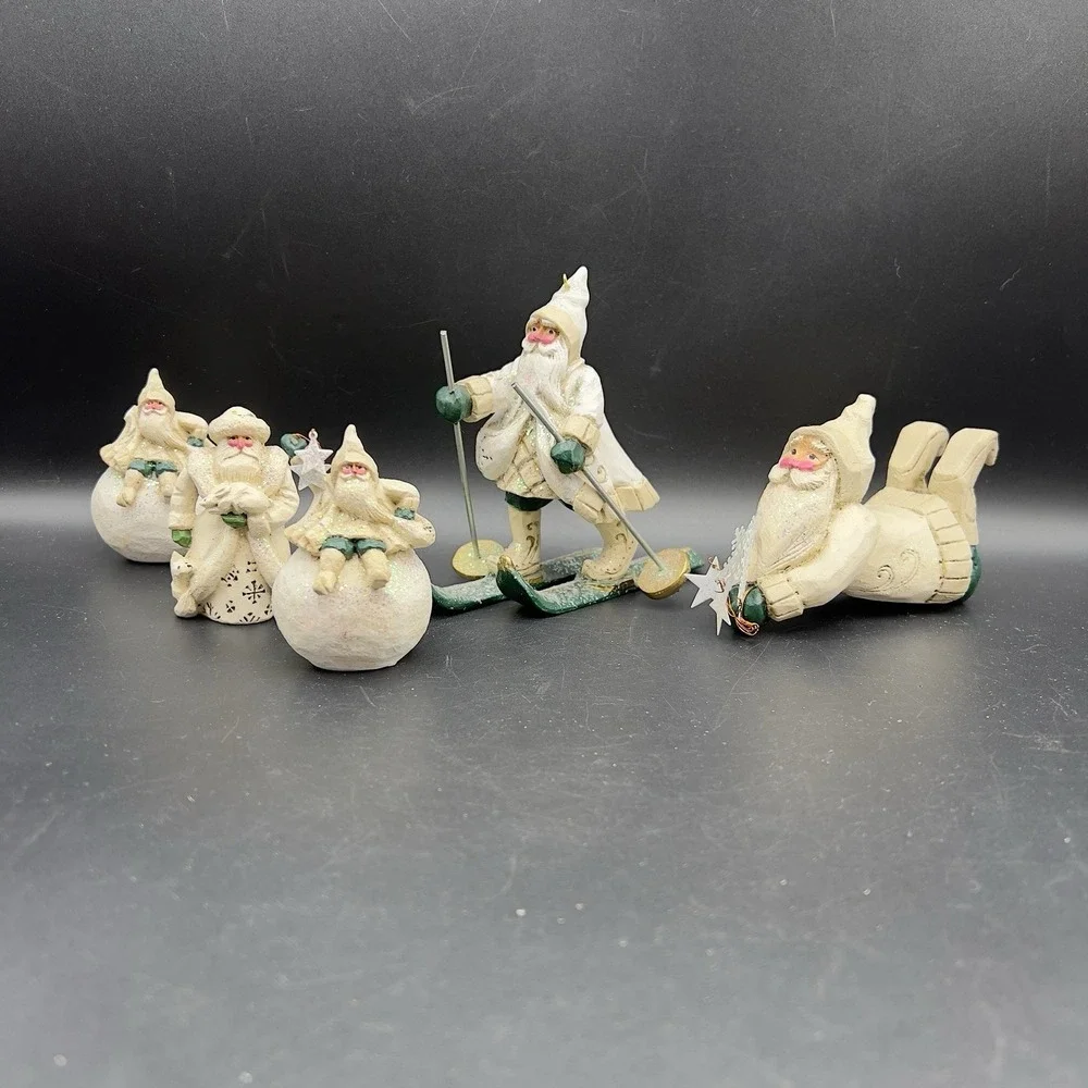 4 Pam Schifferl Winter White Woodland Santa Figurines Ornaments Midwest